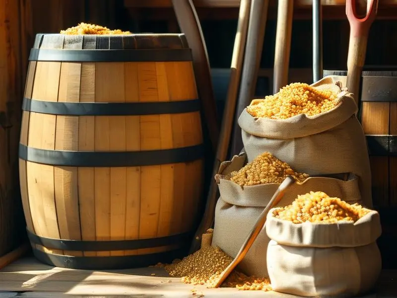 酿酒剩余的酒糟堆放场景