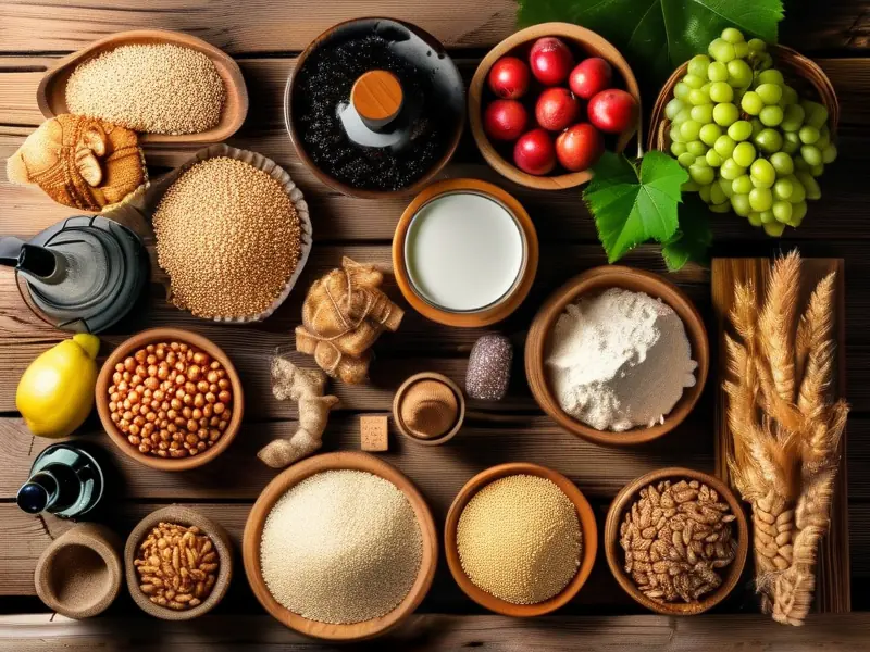 酿酒所需的各种原料展示图