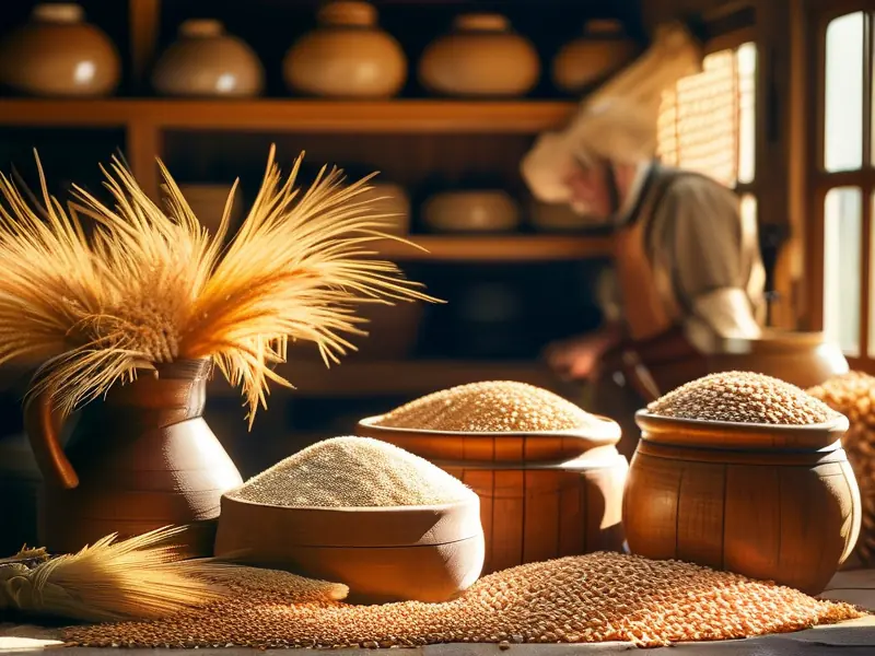 酿酒师检查不同康料的场景