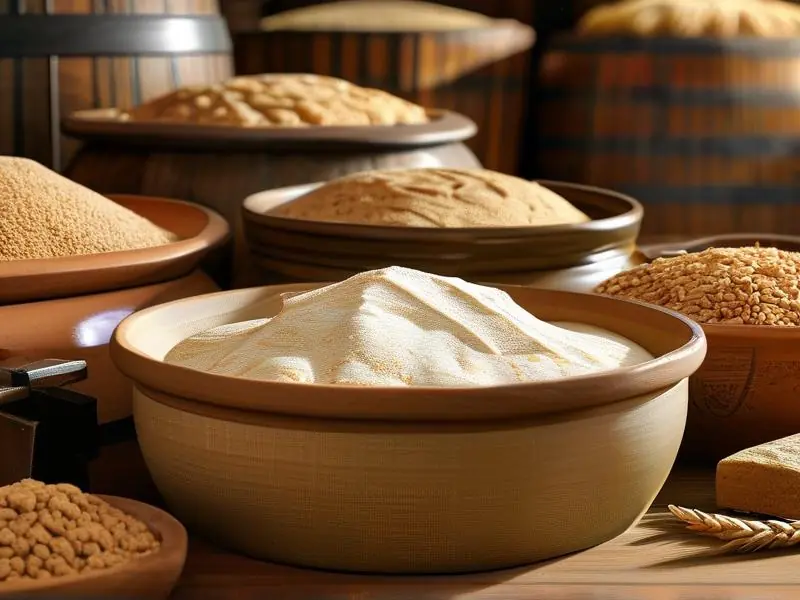 酿造白酒使用的不同种类酒曲实物展示