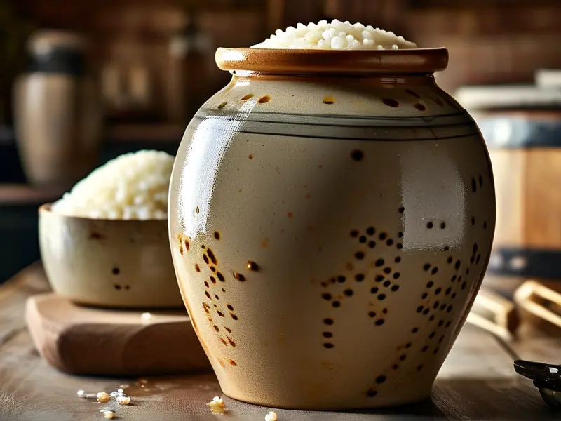 传统米酒发酵过程实拍图