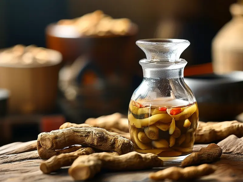 牛大力根茎与白酒浸泡过程实拍图