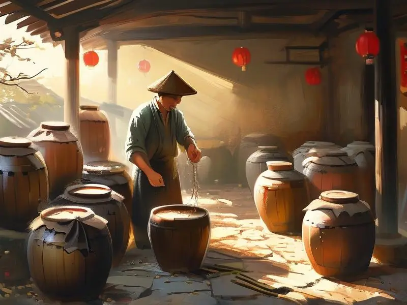 农村自制酒的传统酿造场景