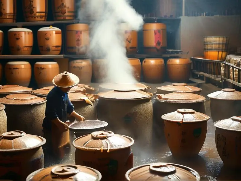 浓香白酒传统酿造工艺现场