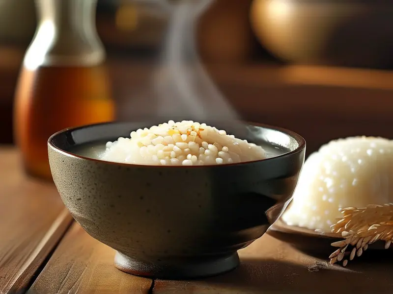 家庭自制糯米甜酒的原料和成品展示