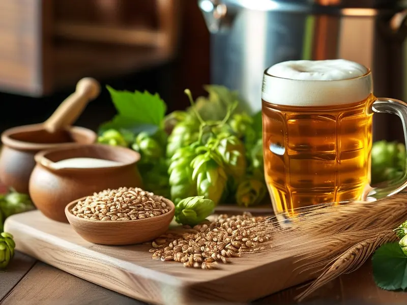 啤酒酿造原料与设备展示图