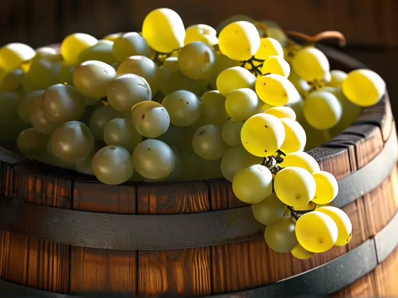 葡萄在木桶中发酵的特写画面