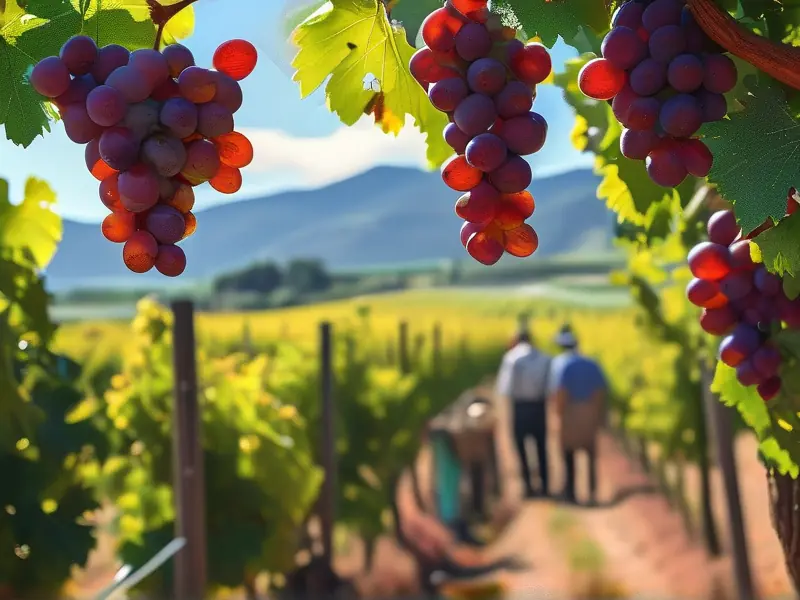 葡萄酒酿造师在葡萄园检查葡萄