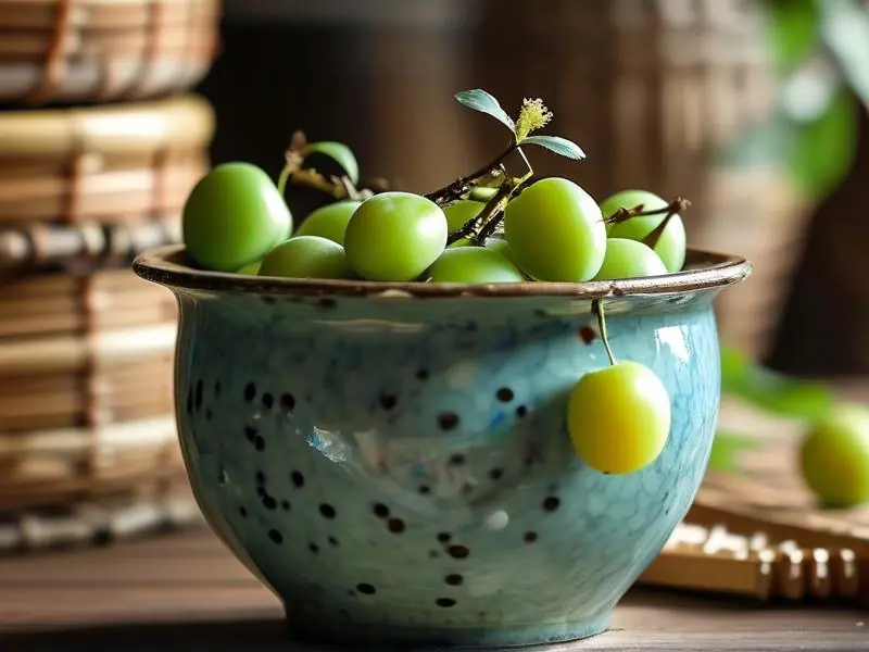 传统工艺酿制的青梅酒特写