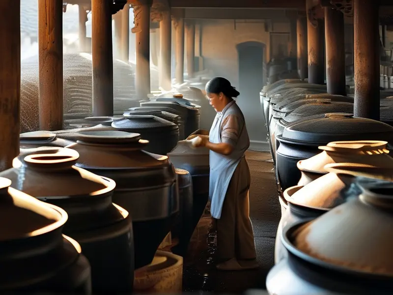 清香酿酒工艺中的发酵过程展示