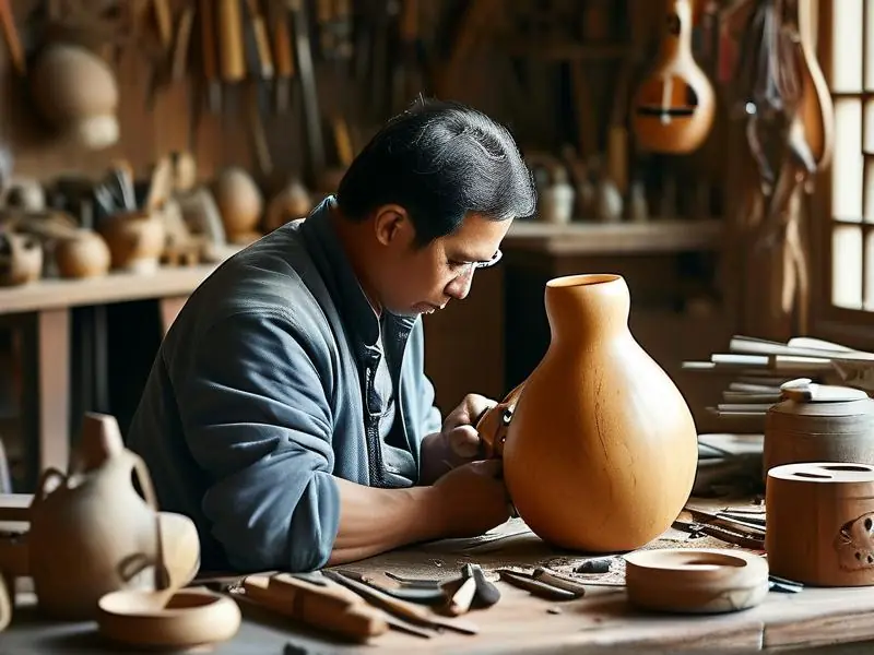 工匠制作酒葫芦的过程