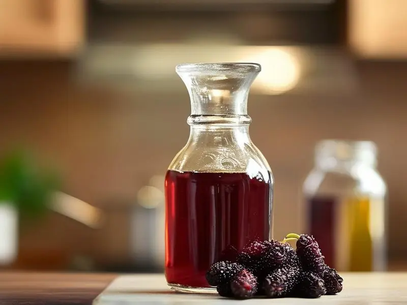 家庭自制桑葚酒原料与成品展示