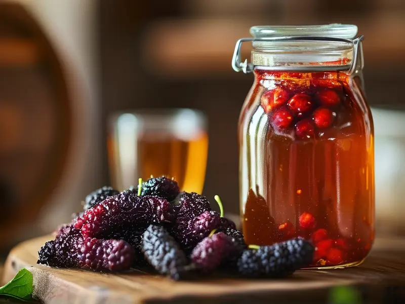 家庭自制桑葚酒酿造过程实拍