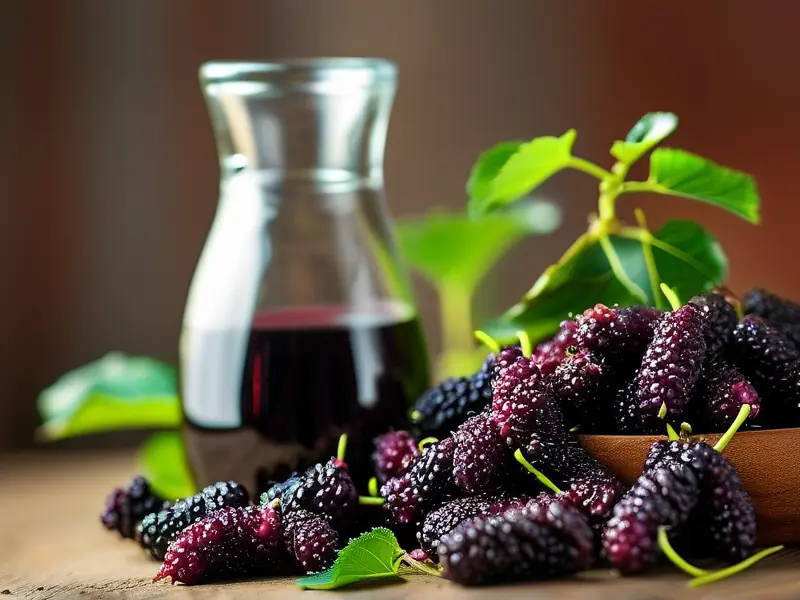 家庭自制桑葚酒原料和工具展示