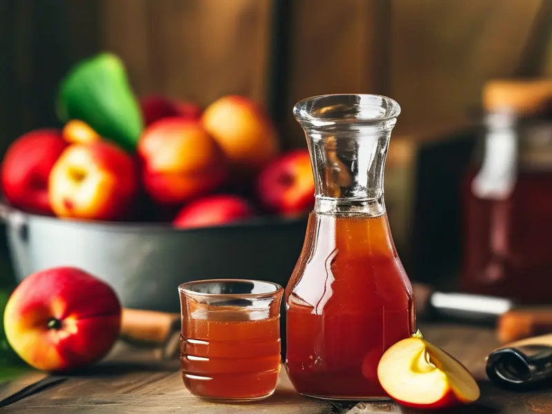 新鲜沙果与自酿沙果酒成品展示