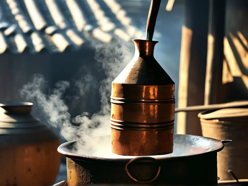 传统烧酒蒸馏过程实拍图