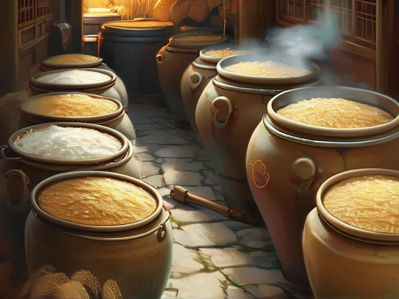 传统纯粮酒酿造过程展示