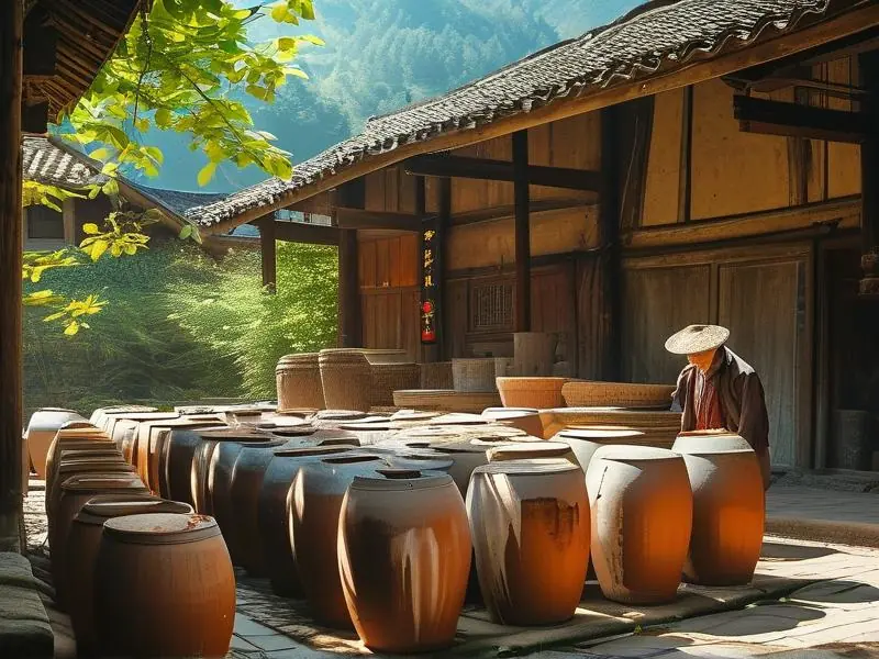 四川传统家庭酿酒场景展示