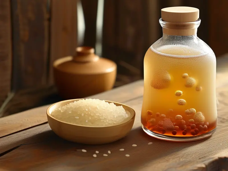 甜白酒发酵过程实拍图