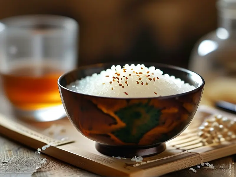 正在发酵中的甜酒酿特写照片