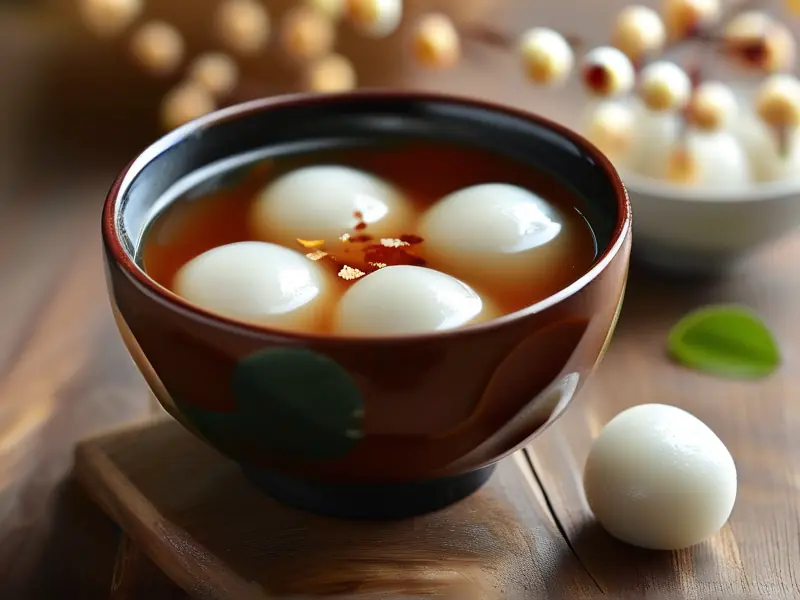 甜酒煮汤圆成品展示