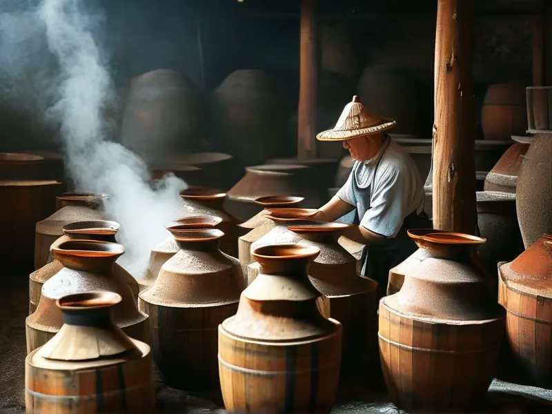传统土灶蒸馏土烧酒工艺实拍