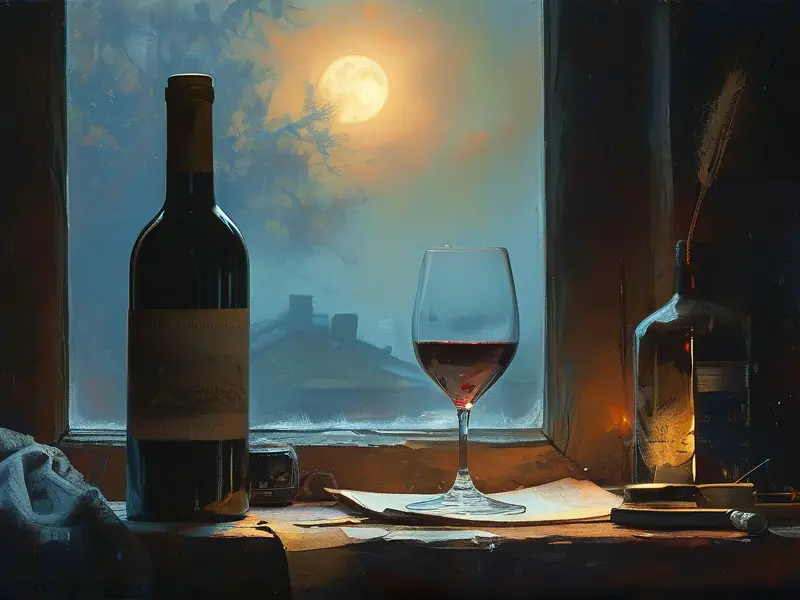 诗人创作往日情怀酿作酒的场景