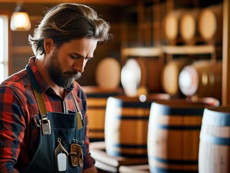 酿酒师检查家庭酿酒设备的真实场景