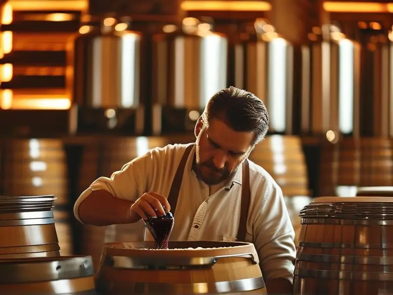 家庭酿酒师检查发酵过程实拍