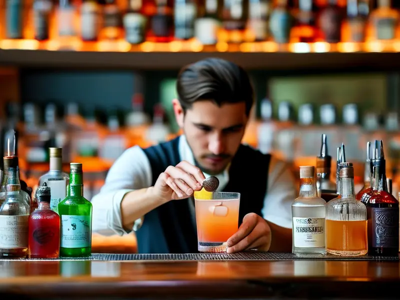 专业调酒师调制鸡尾酒