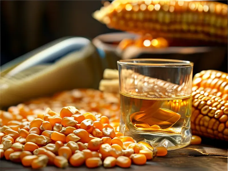 玉米酿酒原料与成品对比展示图