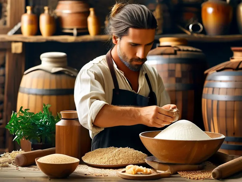 手工制作甜酒曲的过程