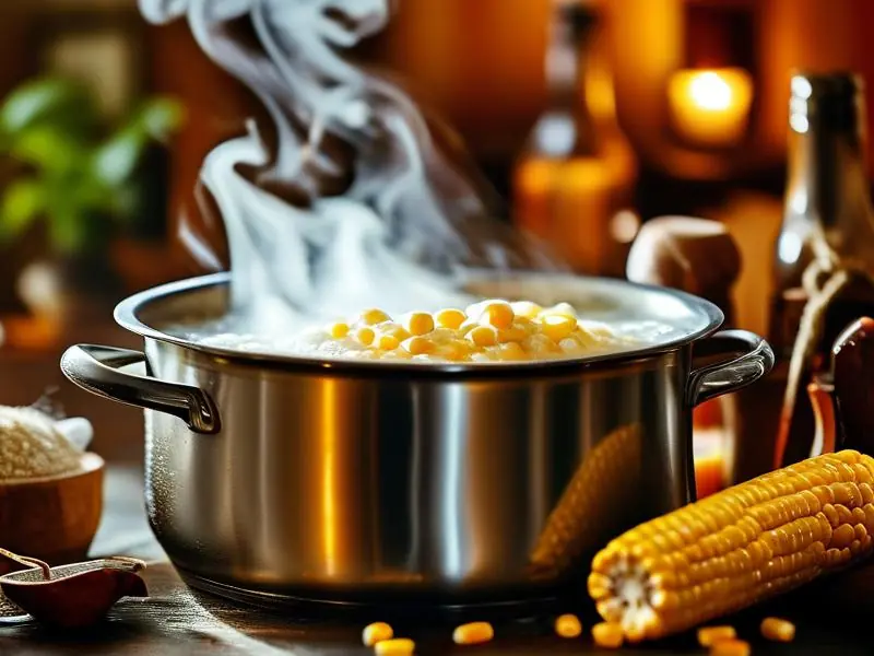 煮制玉米酒的过程