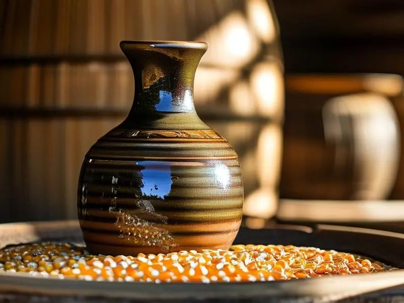 传统玉米酒酿造原料与工具展示