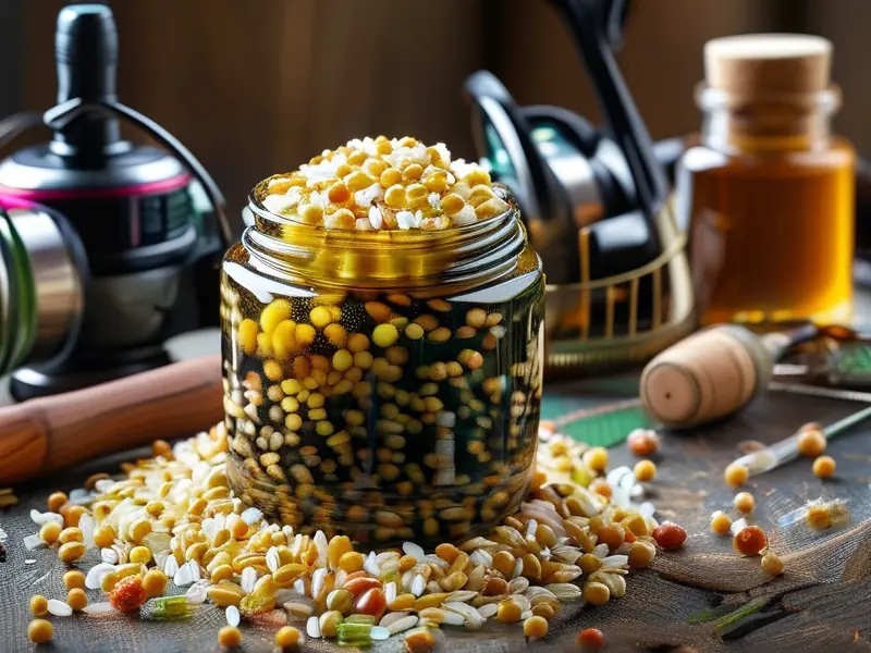 自制钓鱼酒米窝料过程