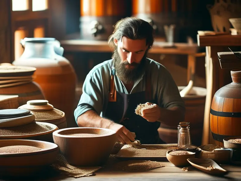 手工制作白酒酒曲的过程展示