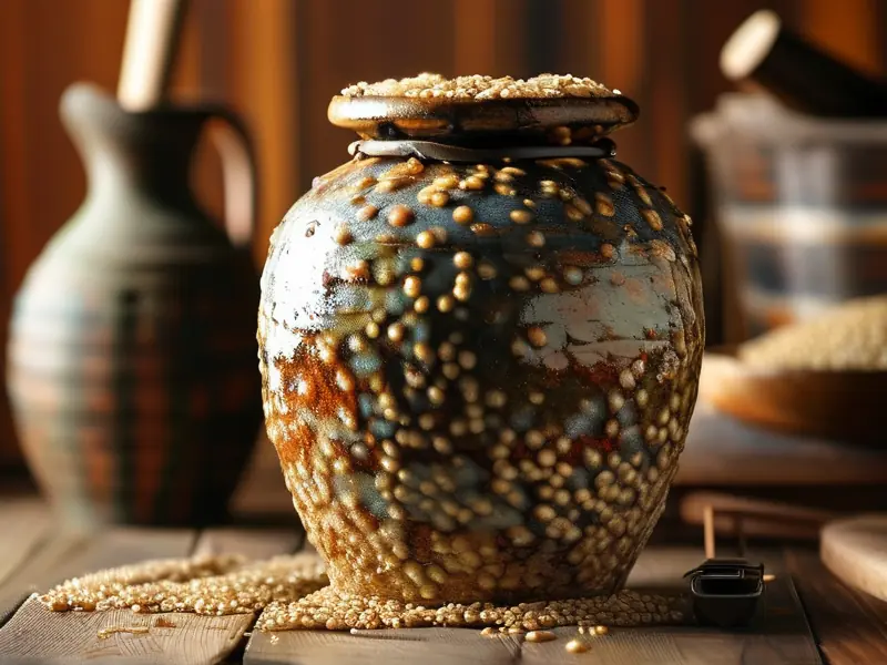 传统米酒发酵过程展示酒曲与米酒的相互作用