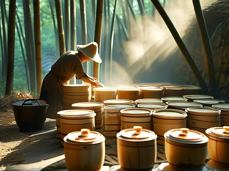 传统竹筒酿酒工艺实景展示