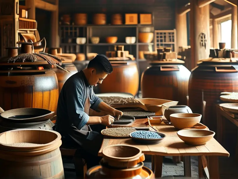 手工制作白酒曲的过程