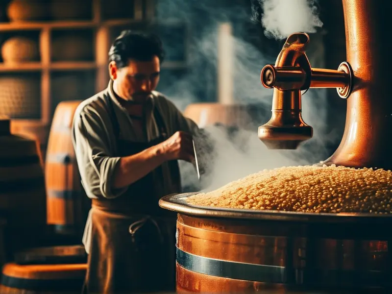 传统米酒蒸馏过程实拍