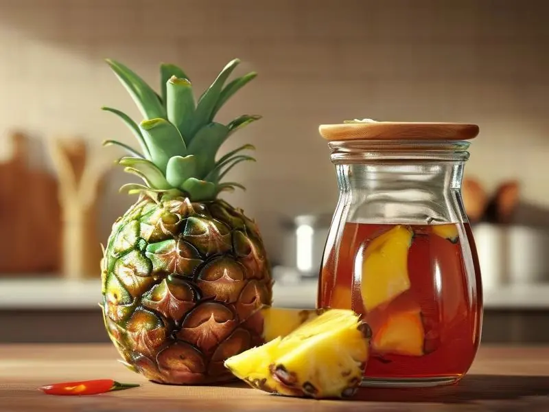 自制凤梨酒原料准备与发酵过程实拍图