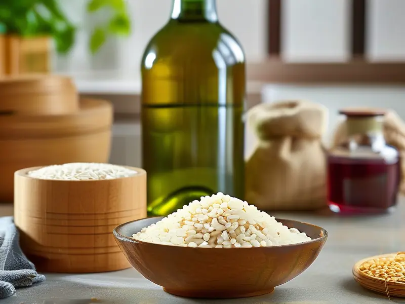 自制酒米的材料和成品展示