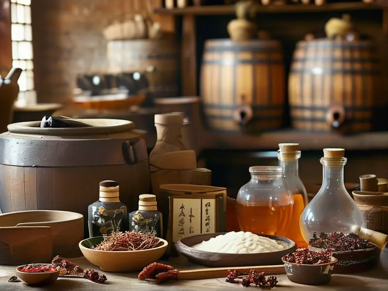 酿酒师调配传统做酒的药过程