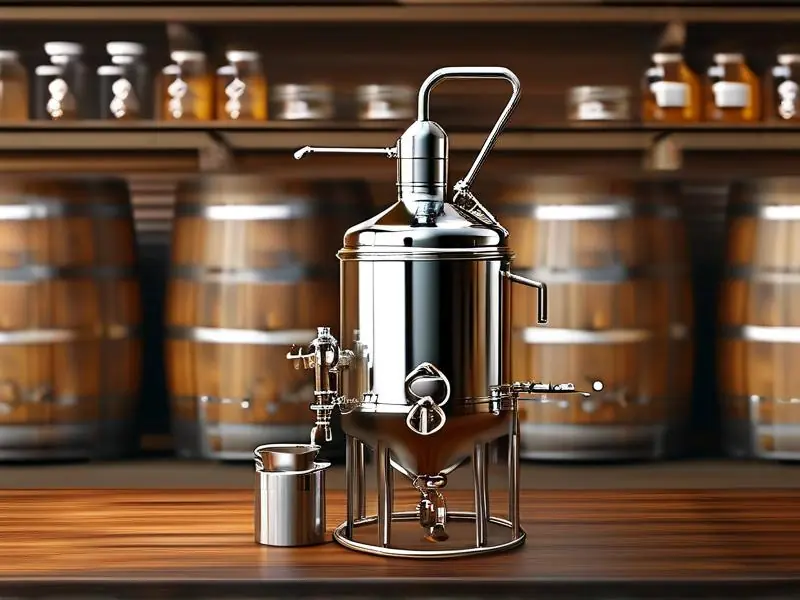 100斤不锈钢酿酒设备在传统酒坊环境中的展示