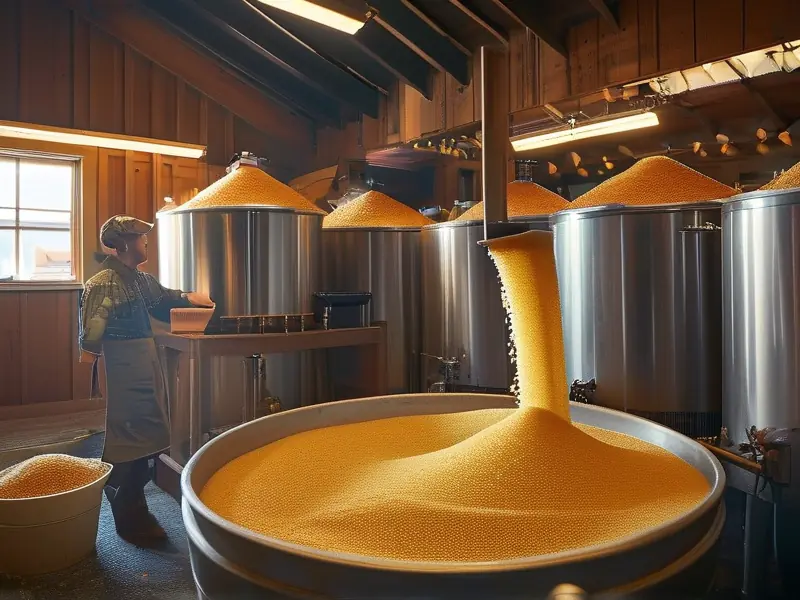 专业酿酒师测量玉米发酵醪液体积