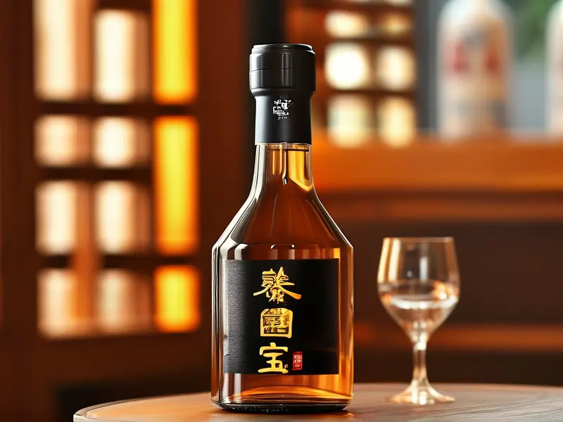 52度天窖宝白酒瓶身特写