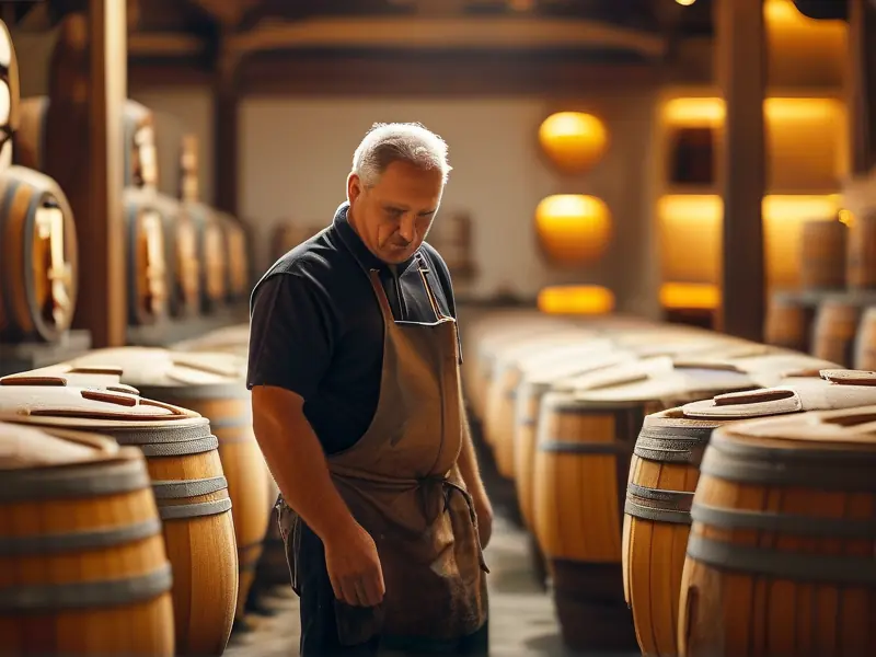 酿酒师检查白酒发酵过程