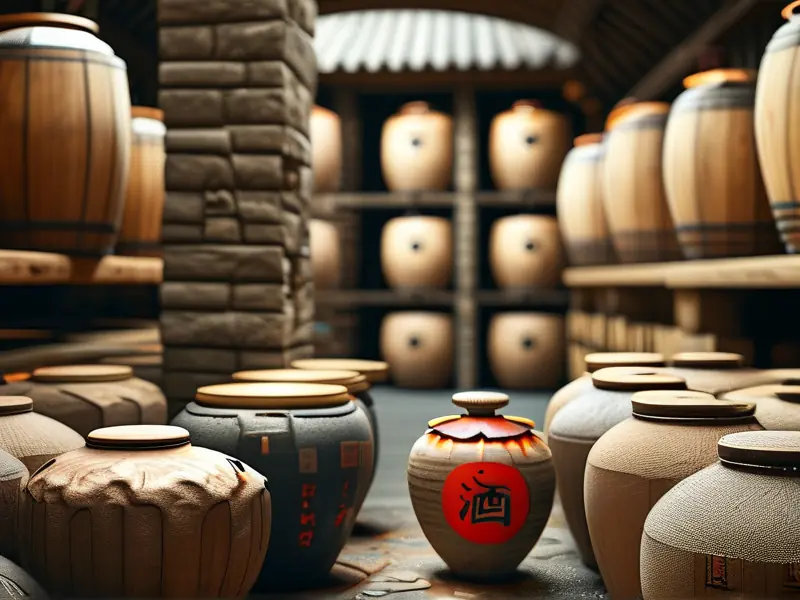 酿酒师使用传统方法封坛白酒