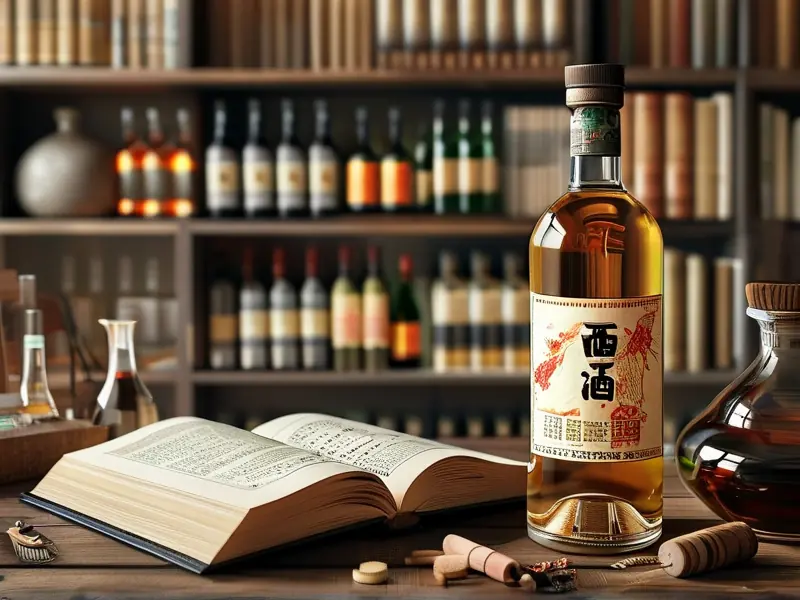 白酒勾兑技术书籍与调酒工具展示