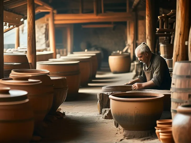 传统酿酒师傅在古法酿造白酒